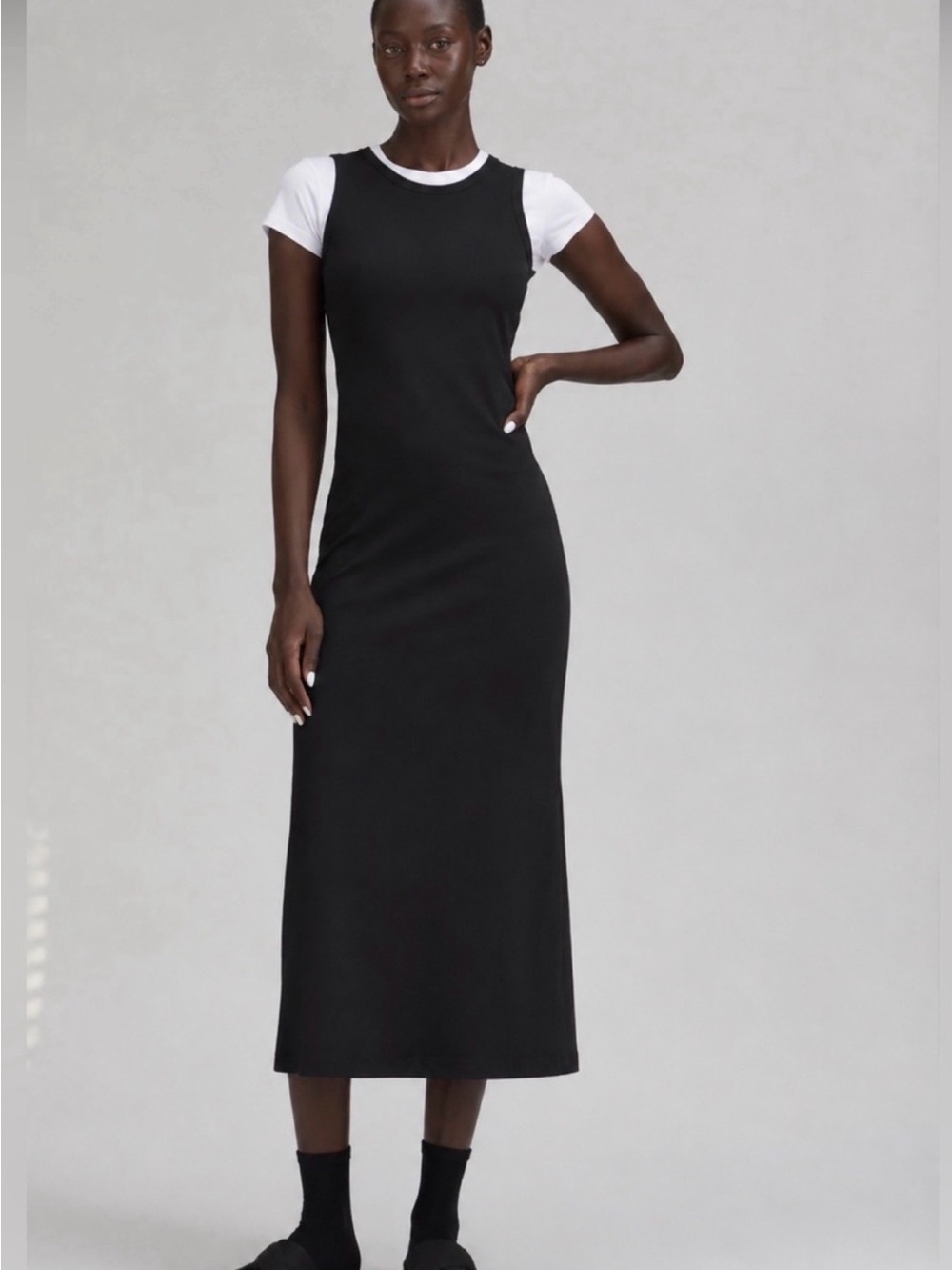 lululemon All Aligned Sleeveless Midi Dress Black Nulu Size 8